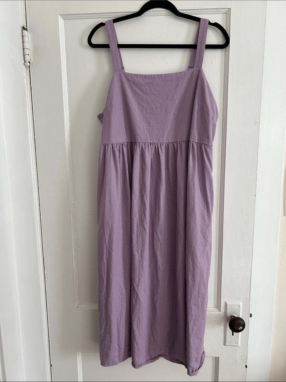 Midi Square-Neck Dress in Lavender